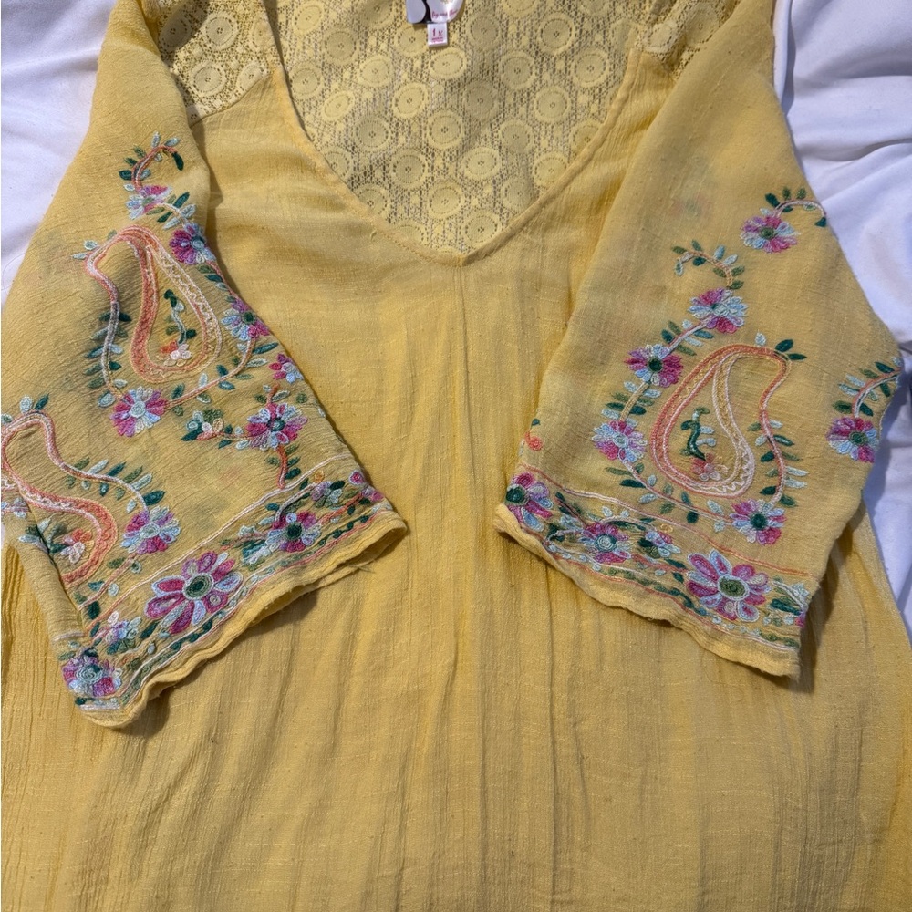 Fig and Flower Yellow Floral Tunic
